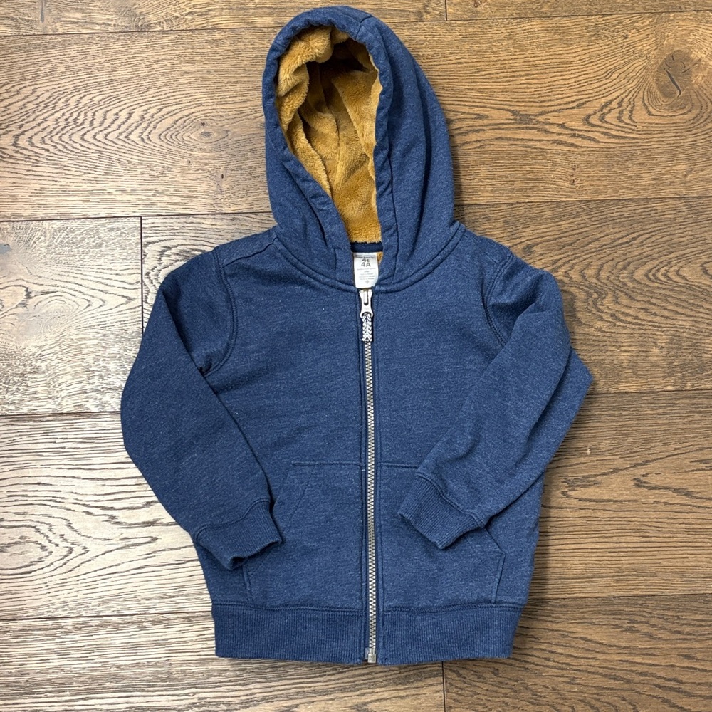 Carter's Blue Zip-Up Hoodie with fur lining 4t